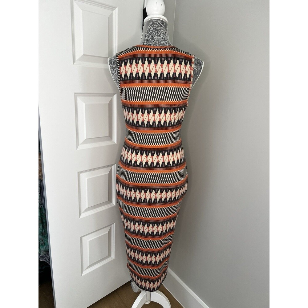 Shein Colorful Geometric Print Slim Fit Midi Sleeveless Dress Size Large - Picture 4 of 5